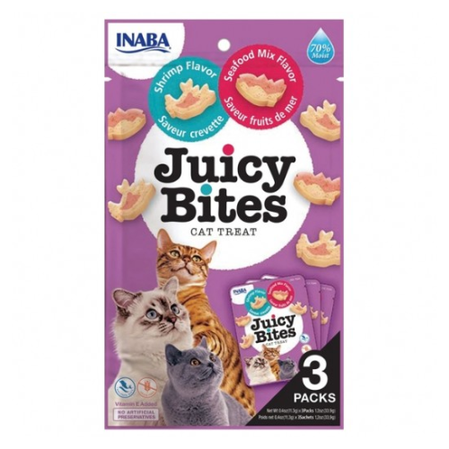 إينابا قضمات عصير للقطط بنكهة الروبيان والمأكولات البحرية 3 عبوات